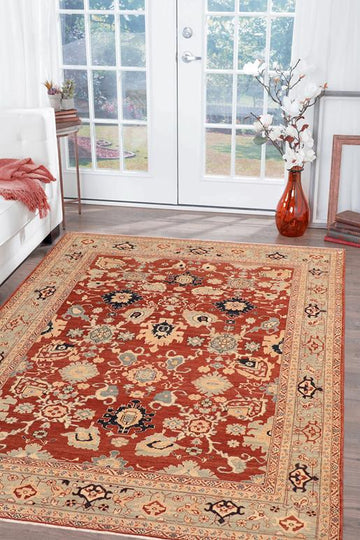 handmade Traditional Kafkaz Chobi Ziegler Rust Blue Hand Knotted RECTANGLE 100% WOOL area rug 8 x 10